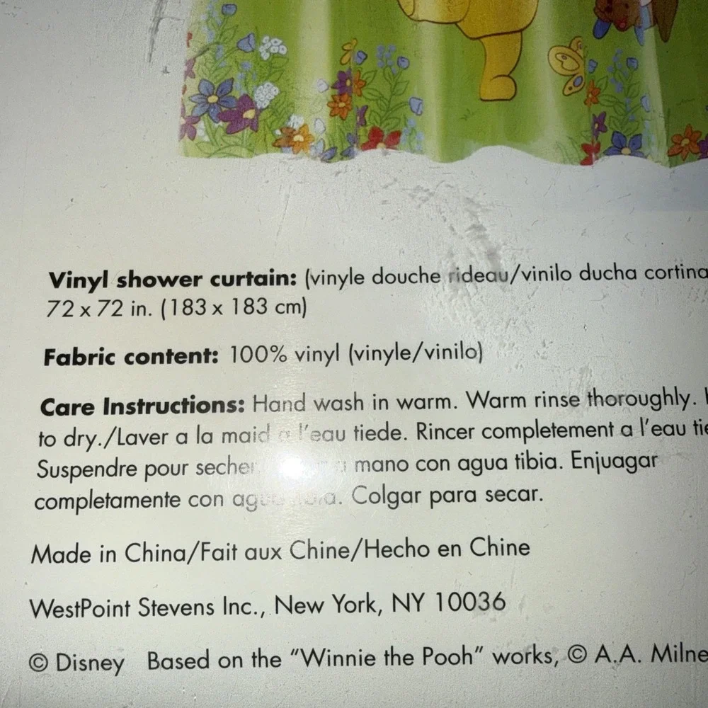 Disney Home ~ Winnie‎ The Pooh Shower Curtain  With Rings Brand NEW 5409